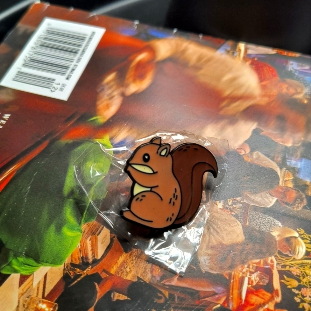 Dark and light brown squirrel enamel brooch pin backpack clothes hat denim bag